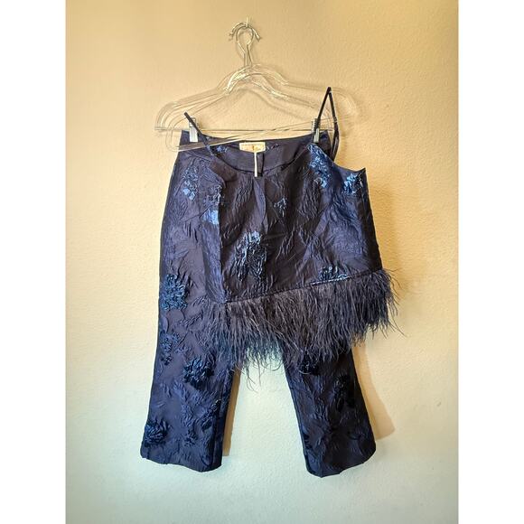 Flora Bea Outfit Jacquard Kasey Pants 2 Set Night Gaze Blue Women's Size Small - Picture 2 of 5